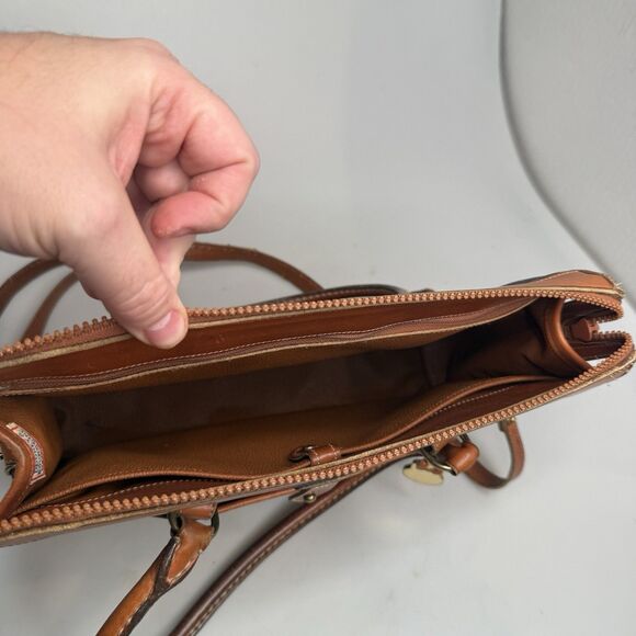 Dooney & Bourke Vintage AWL Satchel Black Pebble Brown Trim Model A5 085771 -GUC - Picture 10 of 16